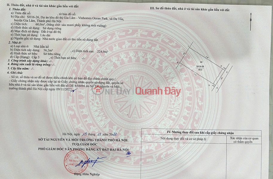 Property Search Vietnam | OneDay | Nhà ở Niêm yết bán | CHÍNH CHỦ CẦN BÁN LIỀN KỀ VIN GIA LÂM, 60 M2, GIÁ NHỈNH 15 TỶ, LH 09885865658