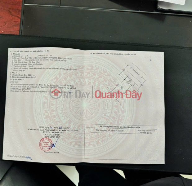 BÁN LÔ ĐẤT TRỤC CHÍNH KINH DOANH 63,1M TẠI TÂN TIẾN-CHƯƠNG MỸ-HÀ NỘI Việt Nam, Bán đ 10 triệu