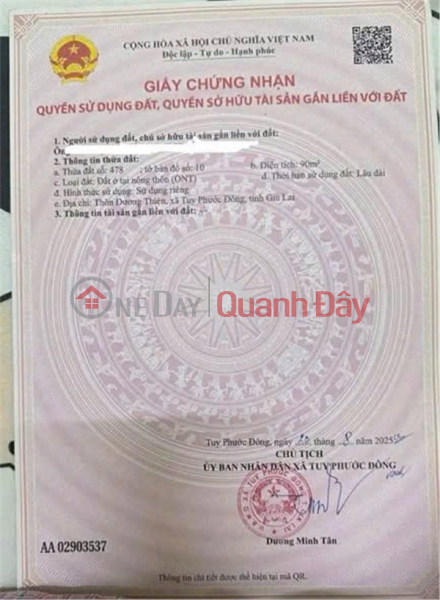 ĐẤT ĐẸP – GIÁ TỐT – CẦN BÁN ĐẤT TẠI xã Tuy Phước, huyện Tuy Phước, tỉnh Bình Định Niêm yết bán