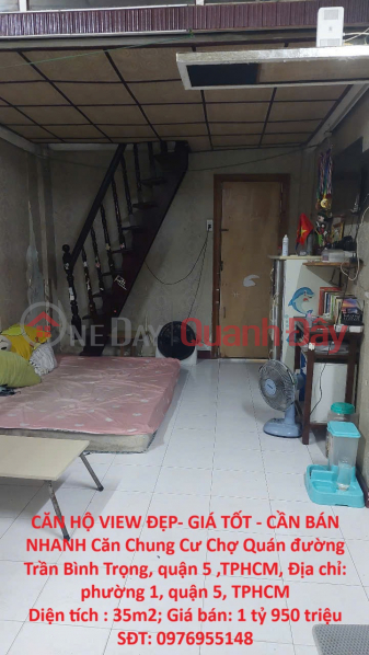 APARTMENT WITH BEAUTIFUL VIEW - GOOD PRICE - URGENT SALE Apartment in Cho Quan area, Tran Binh Trong street, District 5, Ho Chi Minh City Sales Listings