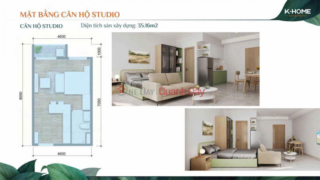 đ 808 Million K-Home Apartment: Peaceful Living in the Center