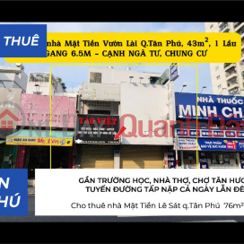Cho thuê nhà Mặt Tiền Vườn Lài q.Tân Phú 43m² - CẠNH NGÃ TƯ, CHUNG CƯ- 18Triệu _0