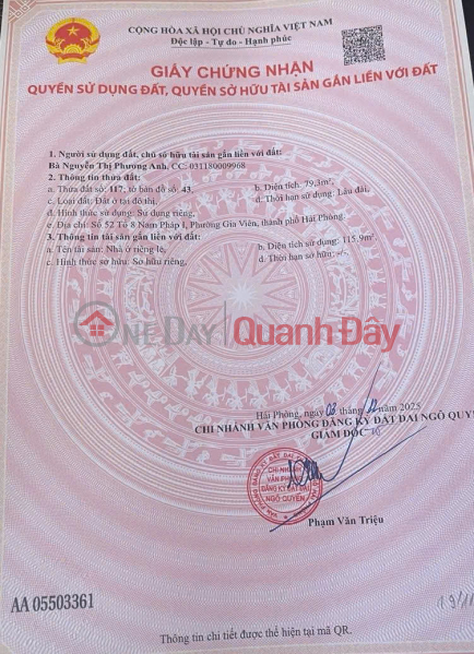 Bán đất tặng nhà 2 tầng mặt ngõ 174 Văn Cao - 80m - giá 5.25 tỉ | Việt Nam, Bán đ 5,25 tỷ