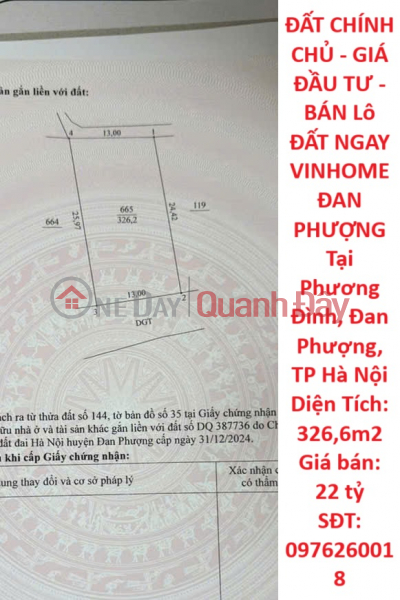 OWNER'S LAND - INVESTMENT PRICE - SELLING LAND PLOT IMMEDIATELY IN VINHOME DAN PHUONG Sales Listings