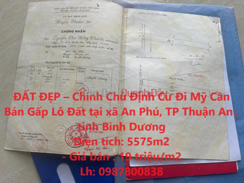 ĐẤT ĐẸP – Chính Chủ Định Cư Đi Mỹ Cần Bán Gấp Lô Đất tại TP Thuận An, tỉnh Bình Dương Niêm yết bán