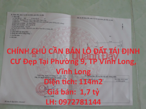 OWNER NEEDS TO SELL Beautiful RESETTLEMENT LOT OF LAND IN Ward 9, Vinh Long City, Vinh Long _0