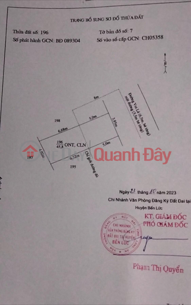Property Search Vietnam | OneDay | Nhà ở, Niêm yết bán | Chính Chủ Bán Gấp Căn NHÀ 1 TRỆT 1 LỬNG - Sổ Hồng Riêng Tại Xã Long Hiệp, Huyện Bến Lức, Long An