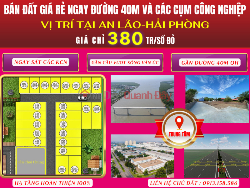 Open for sale red book land plot near 2 large industrial parks An Lao Hai Phong. Price 380 million\\/lot Sales Listings