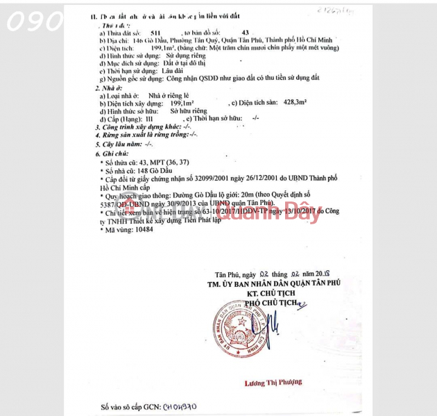 đ 43.87 Billion Prime property at 146 Go Dau Street, Tan Quy Ward, Tan Phu District, Ho Chi Minh City, area 199m2, price 43.868 billion VND.