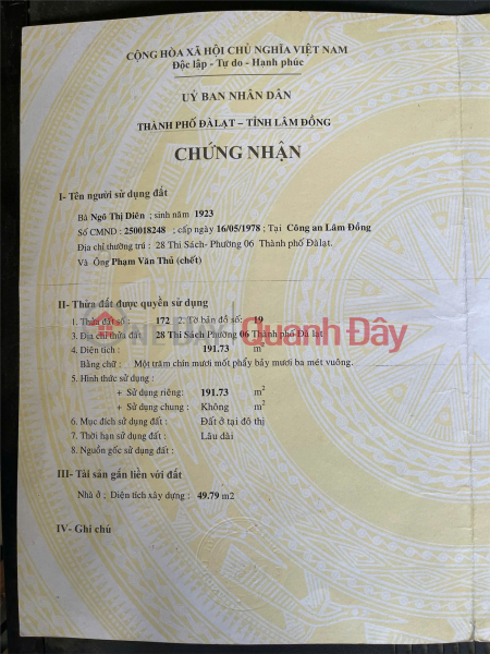 Property Search Vietnam | OneDay | Residential | Sales Listings LAND LOT IN GOOD LOCATION - GOOD PRICE OWNER NEEDS TO QUICKLY SELL LAND LOT in Ward 6, Da Lat City, Lam Dong Province