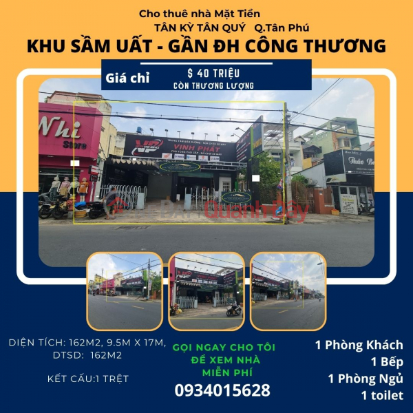 Cho thuê nhà mặt tiền Tân Kỳ Tân Quý 170m² - NGANG 10M Niêm yết cho thuê