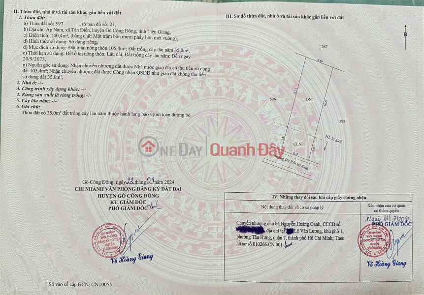 ĐẤT ĐẸP – GIÁ TỐT – CHÍNH CHỦ CẦN BÁN tại ấp Nam, Tần Điền, Gò Công Đông, Tiền Giang Niêm yết bán