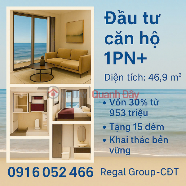Chỉ với hơn 2 tỷ, bạn đã sở hữu căn hộ biển pháp lý lâu dài – tiềm năng tăng giá cao . 1PN+ 49m²: KÊNH ĐẦU TƯ Niêm yết bán