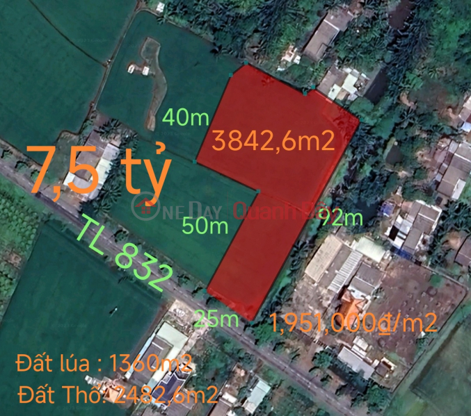 Selling rice land plot fronting provincial road 832 for 7.5 billion Sales Listings