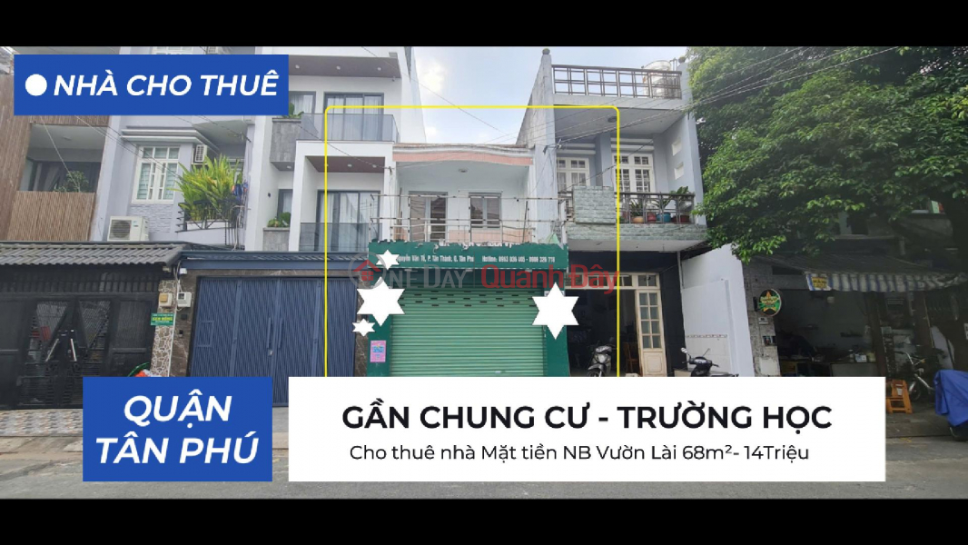 House for rent, frontage NB Vuon Lai 68m² - 14 million Rental Listings