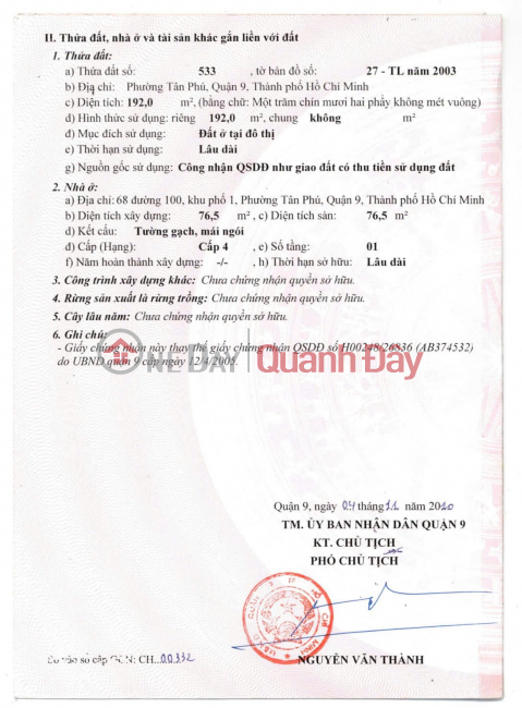 GOOD LOCATION - GOOD PRICE - Bad Debt Customer Needs to Liquidate Assets in Tan Phu Ward, District 9, HCM _0