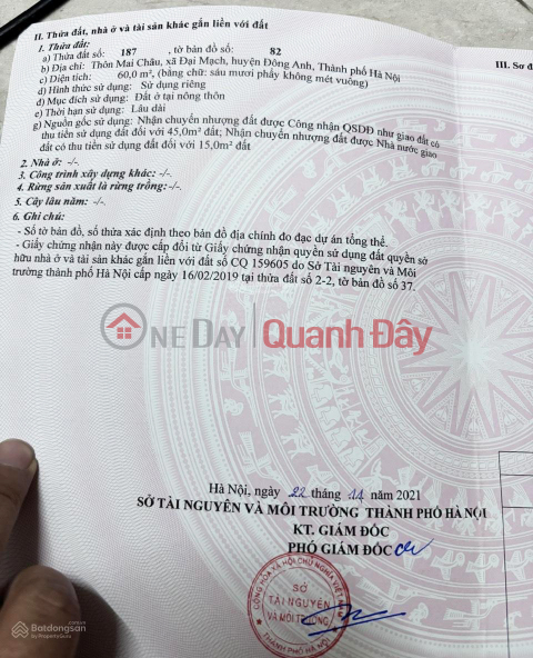 OWNER URGENTLY SELLING RESIDENTIAL LAND WITH TITLE DEED IN DAI MACH, DONG ANH. _0