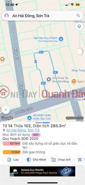 OWNER SELLS LAND ON LE HUU TRAC STREET, AN HAI DONG, SON TRA, DA NANG - EXTREMELY POTENTIAL., Vietnam | Sales, đ 39.5 Billion