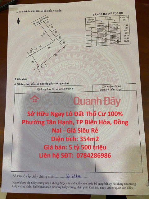 Sở Hữu Ngay Lô Đất Thổ Cư 100% Phường Tân Hạnh, TP Biên Hòa, Đồng Nai - Giá Siêu Rẻ _0