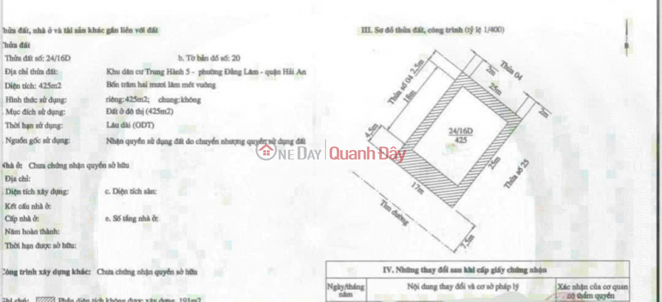 Selling land plot line 2 Le Hong Phong, area 425 m Sales Listings