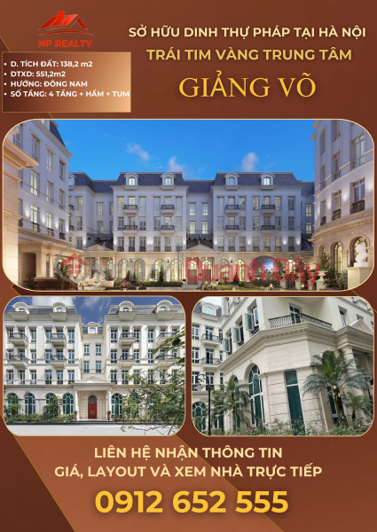 Property Search Vietnam | OneDay | Nhà ở | Niêm yết bán, Chính chủ cần bán dinh thự Grandeur Palace 210m2 - 138B phố Giảng Võ – Trung tâm Hà Nội.