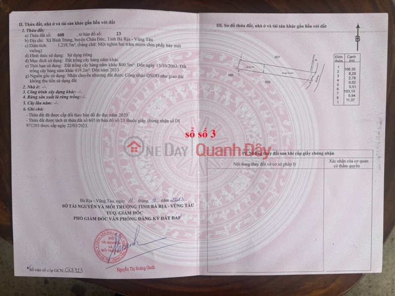 CHÍNH CHỦ BÁN ĐẤT VƯỜN XÃ BÌNH TRUNG, CHÂU ĐỨC BRVT Niêm yết bán