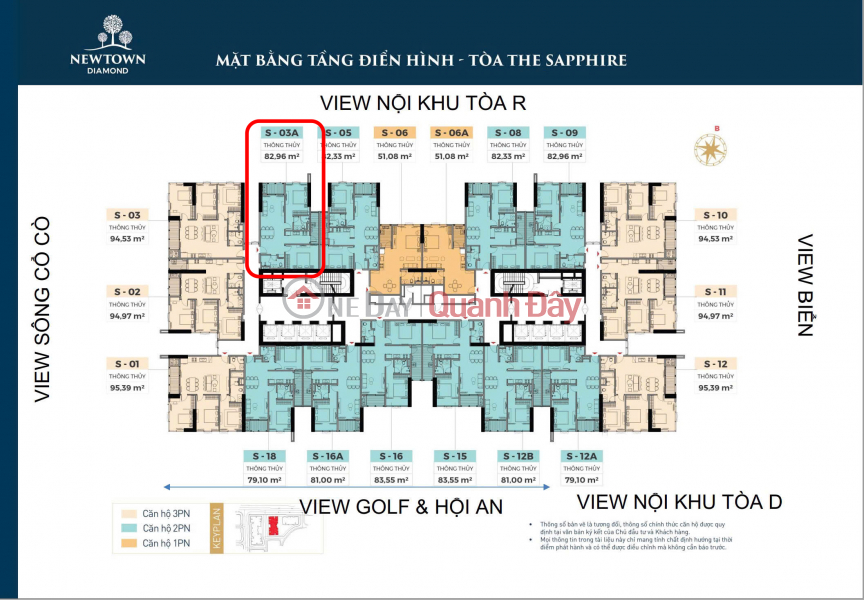 BÁN CĂN HỘ 2 PHÒNG NGỦ NEWTOWN DIAMOND – CĂN S-2803A ĐỘC QUYỀN Niêm yết bán
