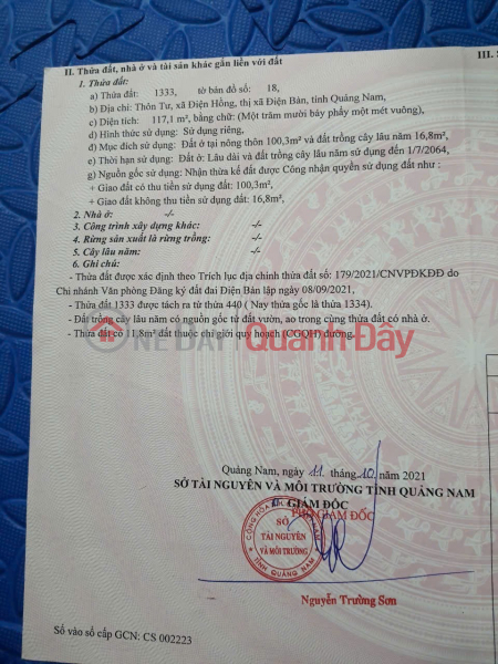 ĐẤT ĐẸP – GIÁ ĐẦU TƯ –CẦN BÁN LÔ ĐẤT Tại Đường 605, Xã Điện Hồng, Thị xã Điện Bàn, Quảng Nam Niêm yết bán