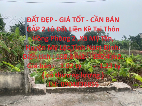 ĐẤT ĐẸP - GIÁ TỐT - CẦN BÁN GẤP 2 Lô Đất Liền Kề Tại Mỹ Lộc,Nam Định. _0