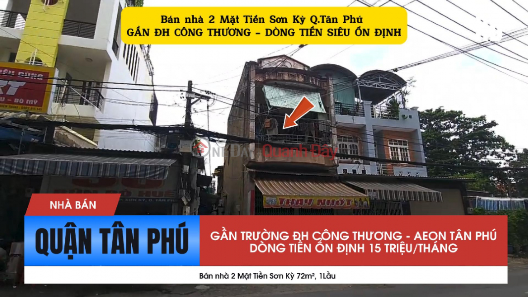 Bán nhà 2 Mặt Tiền Sơn Kỳ 72m², 1Lầu - GẦN ĐH CÔNG THƯƠNG Niêm yết bán