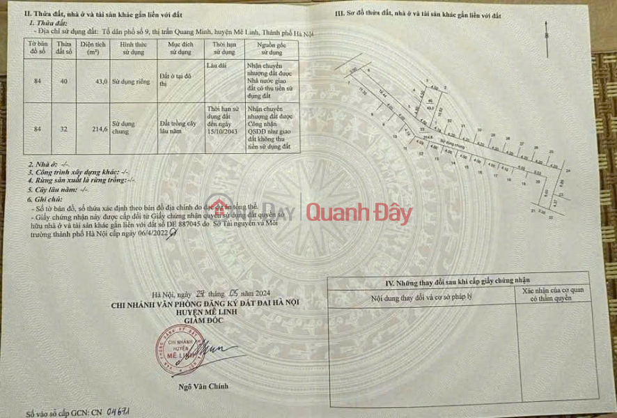 Property Search Vietnam | OneDay | Nhà ở Niêm yết bán, Bán 43m đất tổ 9, Quang Minh, Mê Linh. Gần KCN và trường cao đẳng Y Dược