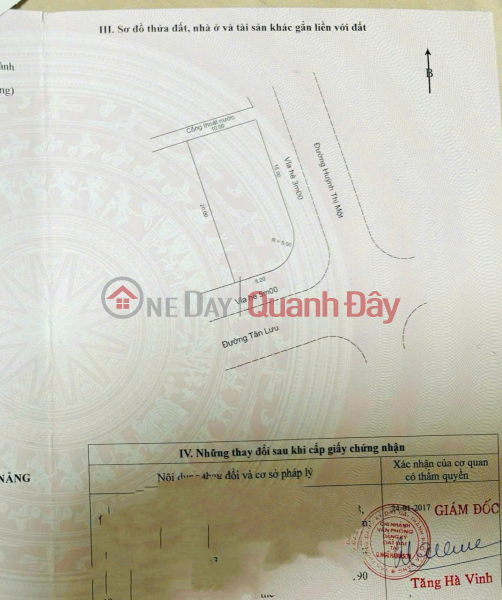 Property Search Vietnam | OneDay | Nhà ở | Niêm yết bán | Đất GÓC 2MT đường Tân Lưu & Huỳnh Thị Một