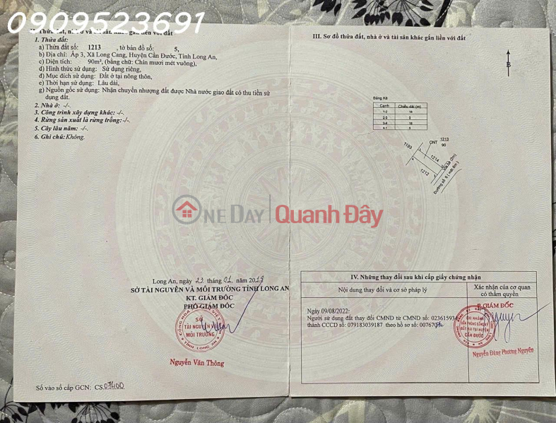 Land for sale at Long Cang Residence, 1.6 billion VND, 90 m2, full legal documentation. Sales Listings