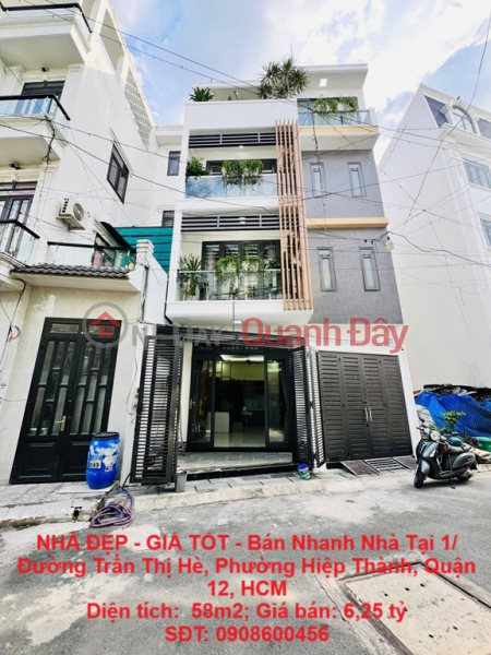 BEAUTIFUL HOUSE - GOOD PRICE - Quick Sale House at 1\\/ Tran Thi He Street, Hiep Thanh Ward, District 12, HCM Sales Listings