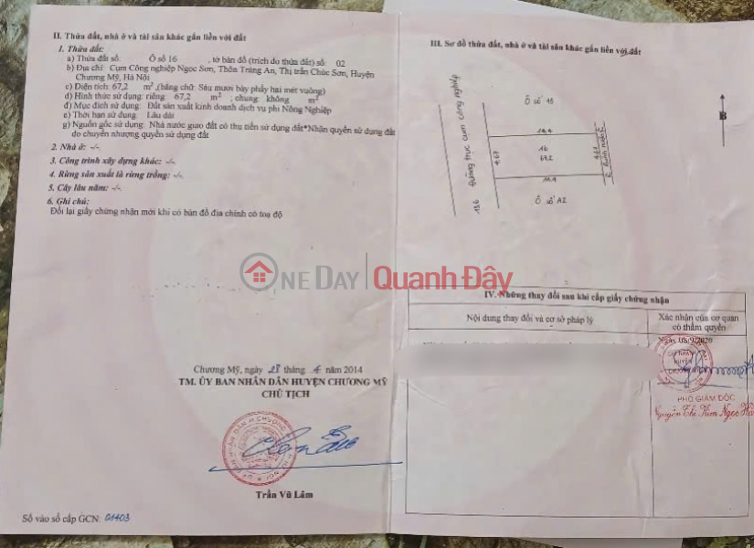 đ 10 Million | OWNER NEEDS TO SELL LAND LOT USING A 67.2M COFFEE SHOP IN CHUC SON CENTER - CHUONG MY - HANOI