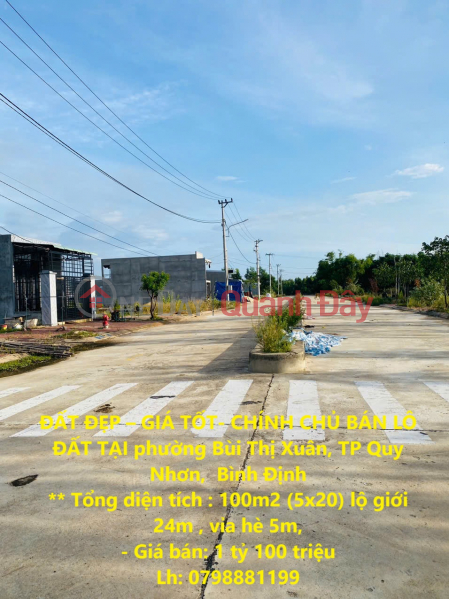 ĐẤT ĐẸP – GIÁ TỐT- CHÍNH CHỦ BÁN LÔ ĐẤT TẠI phường Bùi Thị Xuân, TP Quy Nhơn, Bình Định Niêm yết bán