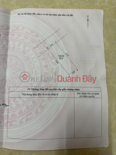 CHÍNH CHỦ BÁN 78 M2 ĐẤT ĐẦU GIÁ ĐẶNG XÁ - GIA LÂM, GIÁ CHỈ 8.6 TỶ, LH 0985865658 Niêm yết bán
