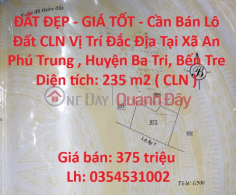 ĐẤT ĐẸP - GIÁ TỐT - Cần Bán Đất CLN Vị Trí Đắc Địa Tại Ba Tri - Bến Tre _0