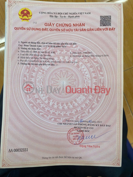 OWNER Needs To Quickly Sell A Plot Of Land In A Beautiful Location In Iakrel Commune, Duc Co District, Gia Lai Province Sales Listings