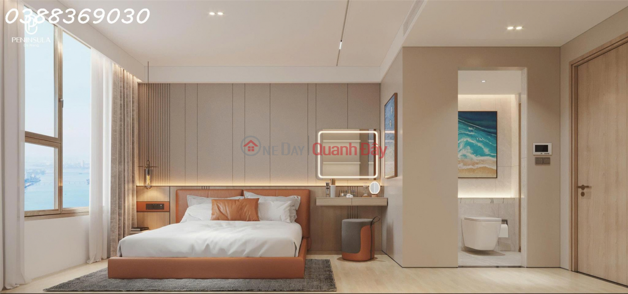 đ 1.6 Billion, ONLY 1 2-BEDROOM APARTMENT ON FLOOR 30 - PENINSULA DA NANG - UNLIMITED MILLION DOLLAR VIEW!