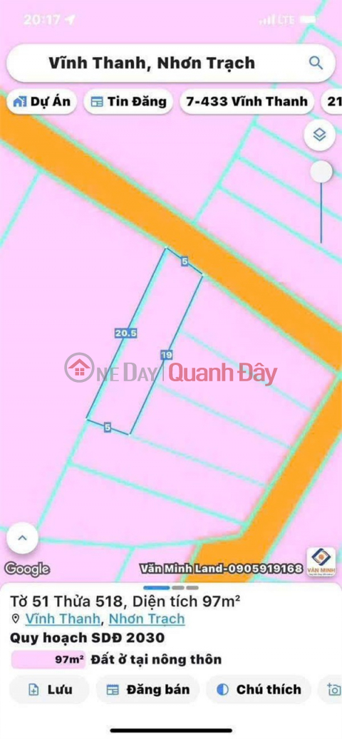BEAUTIFUL LAND - GOOD PRICE - URGENTLY SELLING A PLOT OF POTENTIAL LAND IN VINH Thanh, NHON TRACH, DONG NAI _0