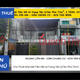 House for Rent on Le Trong Tan Street, Tan Phu District, 72m², 2 Floors, 22 Million VND _0