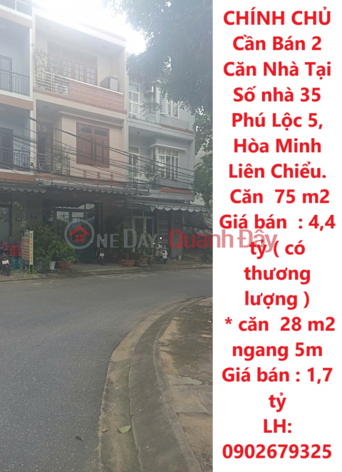 CHÍNH CHỦ Cần Bán 2 Căn Nhà Tại Số nhà 35 Phú Lộc 5, Hòa Minh Liên Chiểu. _0