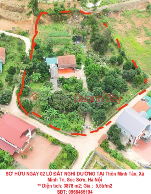 OWN 02 LOT OF RESORT LAND IN Minh Tan Village, Minh Tri Commune, Soc Son, Hanoi _0