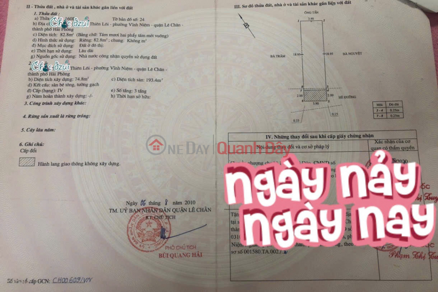 đ 9,3 tỷ | Bán nhà mặt đường Thiên Lôi, 83m 4 tầng, vị trí đẹp đông đúc, Giá 9.3 tỉ