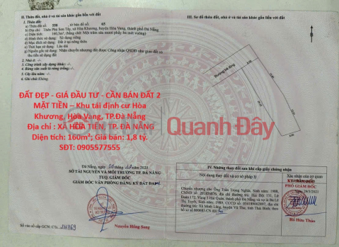 ĐẤT ĐẸP - GIÁ ĐẦU TƯ - CẦN BÁN ĐẤT 2 MẶT TIỀN – Khu tái định cư Hòa Khương, Hòa Vang, TP.Đà Nẵng _0