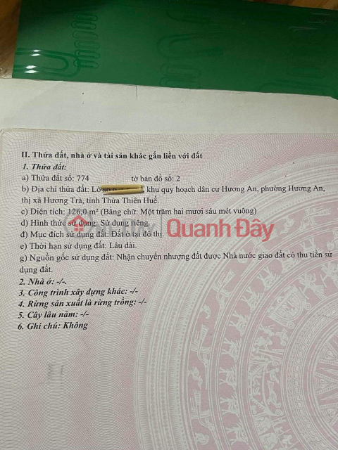 Sở Hữu Ngay Lô Đất Đẹp Vị Trí Đắc Địa Tại Phường Hương an ,thị xã Hương Trà, tỉnh Thừa Thiên Huế _0