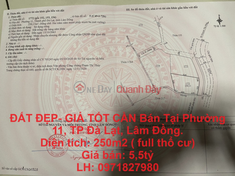 ĐẤT ĐẸP- GIÁ TỐT CẦN Bán Tại Phường 11 ,TP Đà Lạt ,Lâm Đồng Niêm yết bán