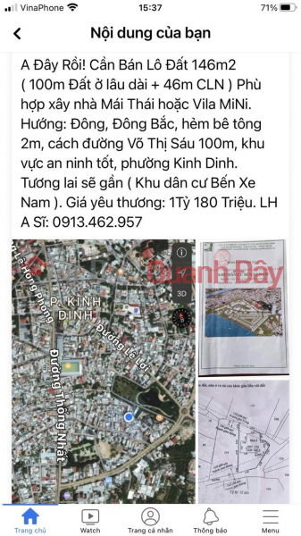 Property Search Vietnam | OneDay | Nhà ở Niêm yết bán ĐẤT ĐẸP – Chính Chủ Cần Bán Lô Đất tại Phường Kinh Dinh, thành phố PR TC, tỉnh Ninh Thuận