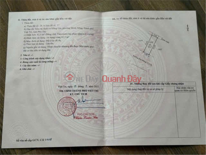 PRIME LAND FOR SALE - OWNER NEEDS TO SELL LAND IN DONG GIA URBAN AREA, VIET TRI WARD (CENTRAL AREA OF VIET TRI CITY),PHU THO PROVINCE Sales Listings